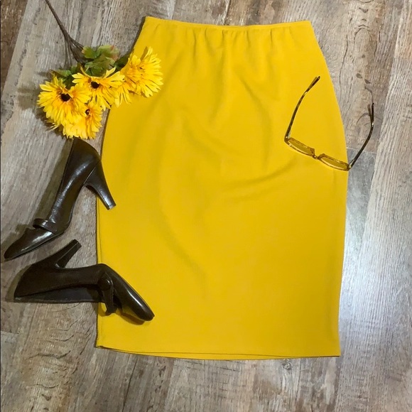 Rainbow Dresses & Skirts - Rainbow Vintage | Mustard Yellow Pencil Skirt